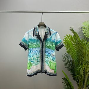 Camisas masculinas designer verão manga curta casual botão acima impresso camisa de boliche estilo praia respirável tshirt roupas #112