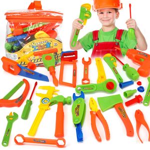 Verktyg Workshop 34st/Set Garden Tool Tool Toys For Children Reparations Tools Playing Play Miljö Plastteknik Underhåll Verktyg Toys Gifts 230520