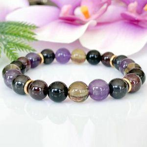 MG1888 8 mm russo shungita ametista Black Turmaline Garnet Smoky Quartz Bracelet