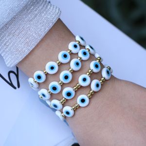 Armbänder 5PCS Lampwork Auge gewachste Schnur Verstellbares Armband Frauen Männer Teenager Griechisches einfaches Auge Armband Manschette String Armbänder