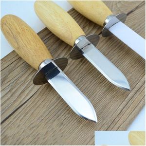 Altri accessori per coltelli Coltelli per ostriche di alta qualità con manico in legno spesso Utensile per alimenti da cucina per frutti di mare in acciaio inossidabile 2 5Ty E1 Dh2K7