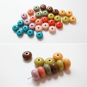 Grânulos mais novos 200 pçs/lote impressão colorida 14mm geometria oblata buraco reto contas diy jóias brinco/pulseira/acessório de colar