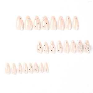 False Nails Clear Pink Long Fake With Silver Star Printed Lasting Safe Material Waterproof For Girl Dress
