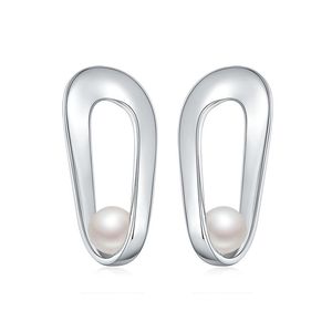 Knot Laya 925 Sterling Silver Fashion Geometric Dekning Design Pearl Drop Earrings for Women Party Högkvalitativa smycken 2021 Trend