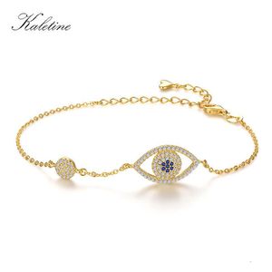 Bangle KALETINE Luxury Brand 925 Sterling Silver Bracelet Lucky Evil Eye CZ Bracelets for Women Yellow Gold Jewelry Best Friend KLTB073