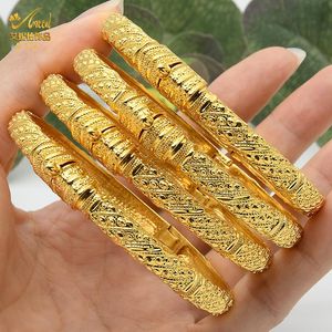 Bangles ANIID Fashion 24K Gold Plated Jewelry Bangles For Women Arabic Hawaiian Luxury Charm Bangles Indian Bride Wedding Party Gifts