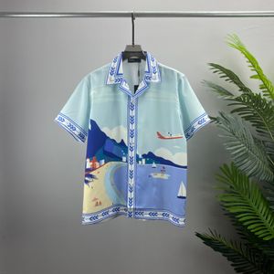 남자 디자이너 셔츠 여름 짧은 소매 캐주얼 버튼 업 셔츠 인쇄 볼링 셔츠 해변 스타일 통기성 티셔츠 의류 #108