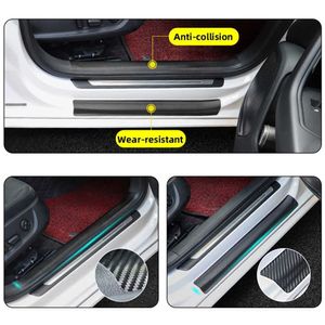Car Car 3d Carbon Fiber Vinyl Car Sticker Diy Paste Protector Strip Auto Door Sill Side Mirror Anti Scratch Tape Waterproof Protect Film