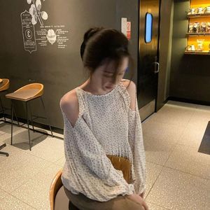 女性のブラウスduofan女性甘い花柄の肩の女性トップ韓国のヴィンテージルーズ服camisa de gasaファッションオールマッチレトロ