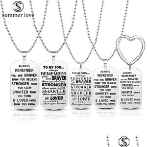 Pendant Necklaces To My Son Husband Dog Tags Penant Stainless Steel Jewelry Inspirational Letter Tag Necklace For Men Birthday Gift Dhscj