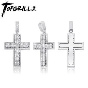 Colares Topgrillz Hip Hop Alta Qualidade Cruz Pingente Colar Gelado Completo Micro Pave Cubic Zirconia Pingente Moda Jóias Para Presente