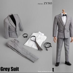 Figury zabawek akcji w magazynie 1 6 Skala Męska Figura Akcesorium ZY5038 Man Grey Suit Zestaw Model Akcesoria na 12 cali 230520
