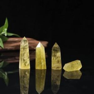 Natural Citrine Crystal Tower Arts Ornament Mineral Chakra Healing Wands Reiki Energy Stone Six-Sided Quartz Point Pillar Magic Wand Novty Gifts Top Quality