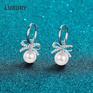 Kolczyki luksurys925 srebrne srebrne doskonałe cięcie w przystępnej cenie moissanite słodkowodne obręcze Pearl Hoop Kolczyki Kobiety Prezent Wholeds Fine Jewelry