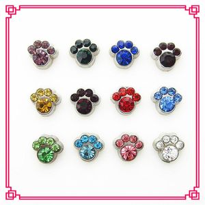 Encantos por atacado 120 pçs mix 12 cores birthstone cão pata flutuante encantos de vidro vivo memória flutuante medalhões pingente diy jóias charme