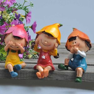 Itens de novidade 3pcs Cartoon bonecas resina ornamento estatuetas DIY Decoração de fada em miniatura