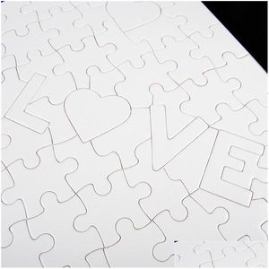 Strumenti artigianali A4 Love Blank Sublimation Jigsaw Puzzle Heat Press Artigianato a trasferimento termico Fai da te Puzzle bianchi per bambini Giocattoli Drop Deli Dhj93