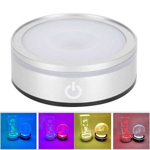 Nyhetsobjekt USB 3D Multicolor LED Light Base med Touch Switch Lamp Base Round Stand Holder For Crystal Glass Art Decoration Display Stand G230520