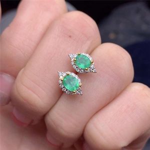 Wykrywanie stadningu Sterling Sier Natural Emerald Emerald Lady Kolczyki Platynowe złoto projektant biżuterii