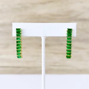 Dangle Earrings Green Zircon Tassel Chain For Women CZ Tennis Female Brincos 18K Gold Plated