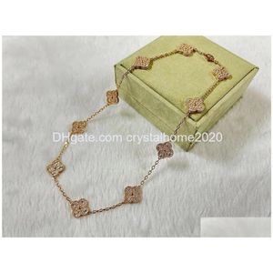 Chokers Luxury V Brand Clover Designer Pendant Halsband Gold Sier Sweet 10 Flowers 15mm 4 Leaf Choker Necklace Wedding Jewelry Drop DHPS9