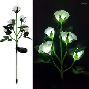 Flowers Solar Rose Flower LED Lights Outdoor Lawn And Ground Plug Waterproof Landscape Lamp For Patio Yard