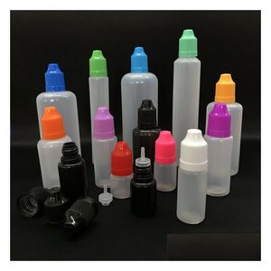 Packing Bottles Colorf Pe Dropper L 5Ml 10Ml 15Ml 20Ml 30Ml 50Ml Needle Tips With Color Childproof Cap Sharp Tip Plastic Eliquid Dro Dh6Kn