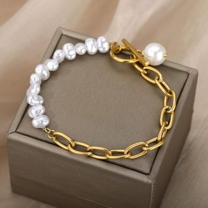 Pulseiras de charme pérolas de ouro de aço inoxidável para mulheres de design de revestimento doce de feminino Braça de pulseira Bracelet Girl por atacado