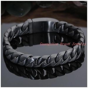 Link Bracelets 8.66" 12mm 63g Fashion Jewelry 316LStainless Steel Black Curb Cuban Chain Men's Boy's Bracelet Bangle Quality