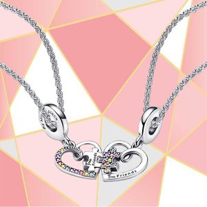 Necklaces 2022 Fall 1 1 New S925 Sterling Silver True Friends Detachable Friendship Necklace Set Fashion Diy Memorial Jewelry Gift