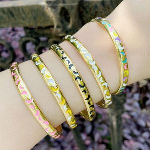 Armreif Y2K niedlich Emaille Mond offen für Frauen Gold Farbe verstellbare Armreifen Armbänder 2023 Trend Freundschaft Schmuck Geschenke