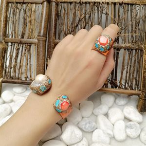 SET SEA BAMBUO CORAL PEARL AMBAND RING SET FAMMER Simple Elegant Temperament Fashion Cortile Temperament Explosive smycken