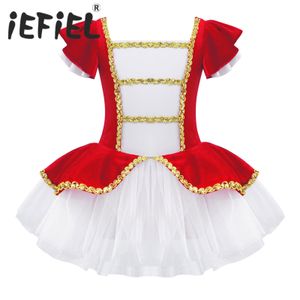 Dancewear infantil garotas crianças dançarinas de dança de balé ginástica Tutu Tutu Princess Dress for Stage Performance Roupos de Natal Presente de Natal 230520