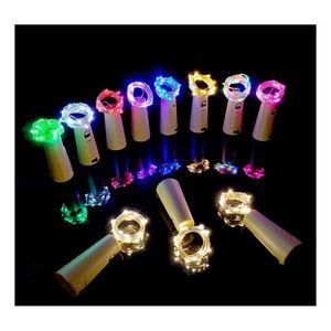 Party Decoration 2M 20LED Sier Wire Glass Wine LED String Light Cork Shaped Bottle Stopper Lamp Christmas Drop Delivery Home Garden DHPJB