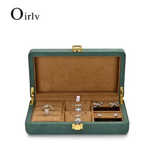 Lådor Oirlv Green Multifunktion Velvet Ring Display Box 20.5*11.5*5.5 cm med Microfiber Jewelry Organizer Fall för hängarmband