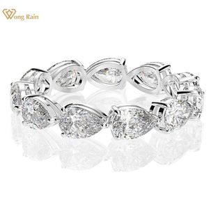 Anéis Wong Rain 925 Corte de pêra de prata esterlina criou diamantes moissanitas anel de noivado de pedras preciosas anel de casamento de jóias finas por atacado