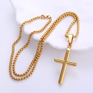 Chains Mens Women Necklace Stainless Steel Smooth Cross Pendant Minimalist Design Jewelry For S .friendship Rolo Cahin 24''