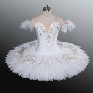 Dancewear crianças adultas clássicas de balé profissional tutu branca cisne lago panqueca tutu bailarina festa de dança vestido de balé feminino 230520