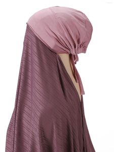 Scarves Premium Crinkled Instant Hijab Satin Cap Muslim Ribbed Jersey Scarf Islamic Bonnet Shawls Wraps Headband Voile Femme