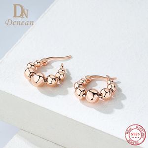 Huggie Denan 925 Sterling Silver Hoop örhängen Geometriska pärlor Rose Gold Earring French Luxury Light Smycken för kvinnliga festgåvor