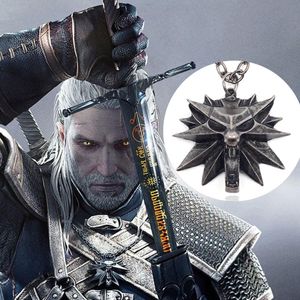 Collane all'ingrosso 10 pezzi Gioco gioielli Wizard 3 Collana con testa di lupo selvatico Uomo Collier Medaglione Lupo Wild Hunt 3 Illustrazione Gioco regalo