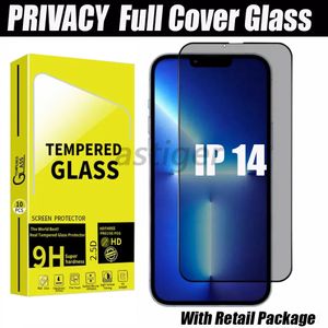 Full Cover Privacy Anti-peeping anti-spy Glass screen protector For iPhone 15 14 13 12 11 Pro max XR XS 6 7 8 Plus 9H Tempered Glass in retail box