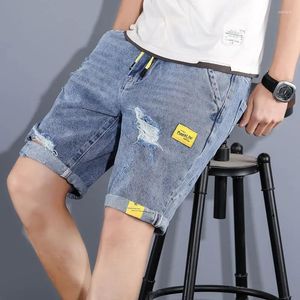 Shorts masculinos de jeans masculino de verão fino moda relaxada marca de fora de roupas versáteis 5 culturas