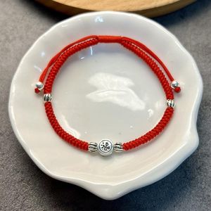 Bangle Morebetter Lucky Fu 925 Srebrne bransoletki Prezenty Chińska postać za błogosławieństwo biżuterii ręcznie robione czerwone linki bransoletki