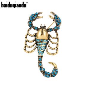 Baiduqiandu di alta qualità antico placcato oro strass scorpione spilla gioielli moda abbigliamento