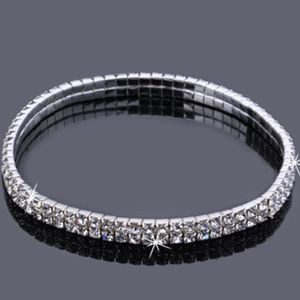 Armbänder 12 Teile/los Neue Mode Silber Farbe Dehnbar 2 Reihen Armband Fußkettchen Knöchel kette Strass Fuß Schmuck Kristall Armband