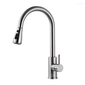 Rubinetti per lavabo da bagno Nichel spazzolato Cucina Monoforo Estraibile Beccuccio Miscelatore Rubinetto Spruzzatore Testa Cromo / Miscelatore