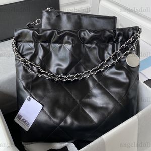 10A Spegel Kvalitet Lyx Designers Väska 22 Handväska Liten 35 cm Shoppingväska Kalvskinn Quilted Tote Svart Handväska Dam Axlar Silver Kedja Box Väska Med Minipåse