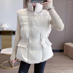 Trench da donna Gilet senza maniche Donna Autunno Inverno Tenere al caldo Giacca imbottita Colletto alla coreana Harajuku Capispalla Moda allentata Imbottito coreano