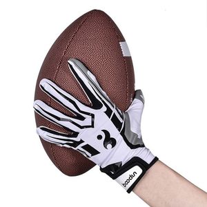 Sporthandskar rugbyhandskar män kvinnor andningsbara antislipning full finger silikon baseball amerikanska fotbollshandskar justerbara armbandshandskar 230520